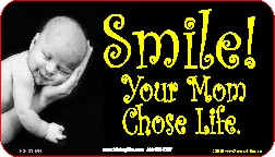 Smile! Your Mom Chose Life! (Hand) 1x2 Envelope Sticker - Click Image to Close
